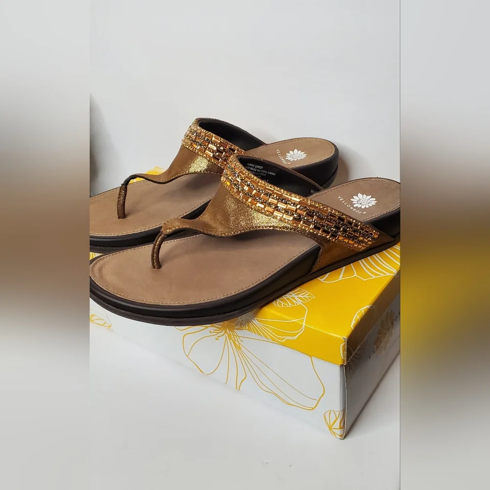 Yellow Box Shimmer BLING Sandals New 8.5 - Picture 3 of 7